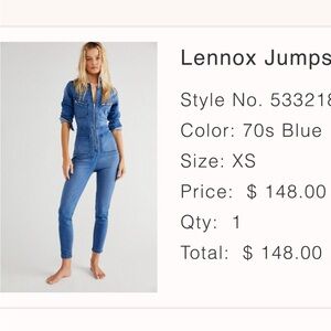 Free People Lennox jumpsuit, size XS